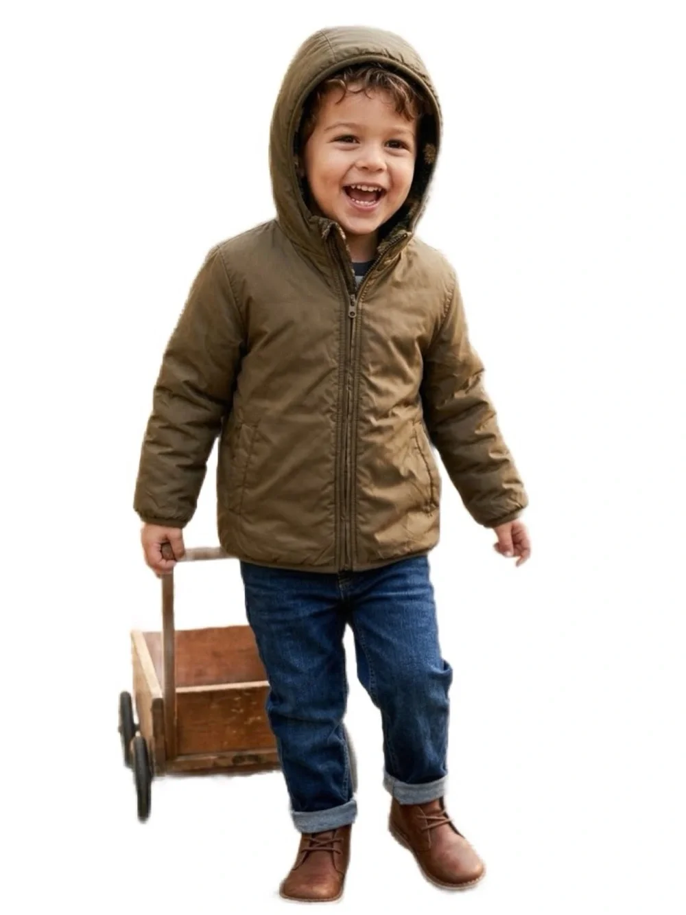 Reversable Sherpa Lined Hooded Zip Jacket Boy Size 4T